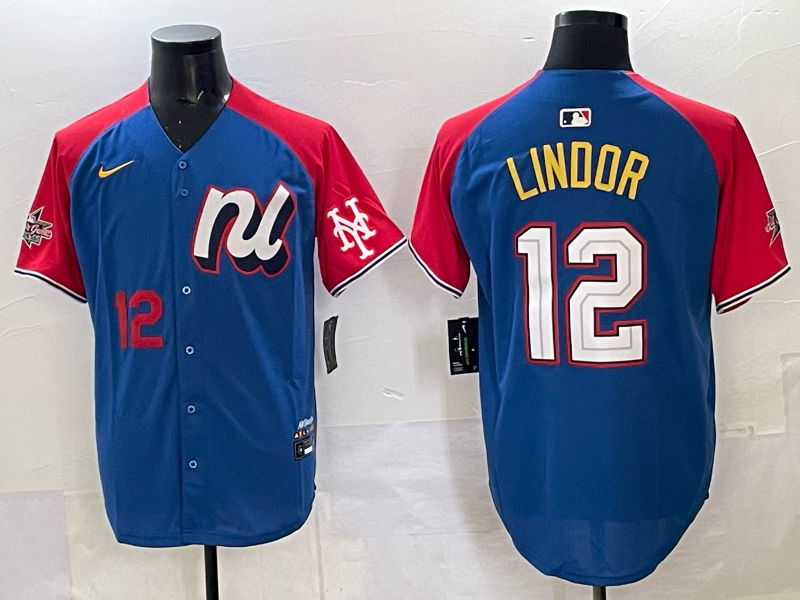 Men New York Mets #12 Lindor Blue white All star 2025 Nike MLB Jersey 005->new york mets->MLB Jersey